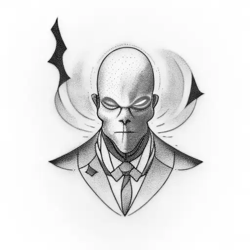 a levitating ghost has its body covered with a blue suit that undulates, it has no arms or feet, its face is dark becaus tattoo design idea