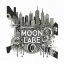 An abstract representation of a busy city skyline with hidden images of work tools and the phrase 'molon labe' tattoo design idea