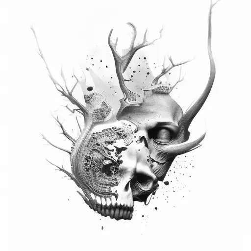 face ripping tattoo design idea