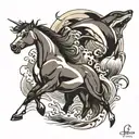 running horses and orcas tattoo design idea