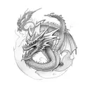 sword with books and a dragon tattoo design idea