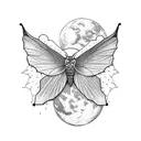 luna moth escaped the moon chasing the sun tattoo design idea