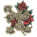 script text of, "Thy Will Be Done" with the "T" in the word, "Thy" as a cross tattoo design idea