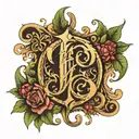 letter E y J joined gothic. tattoo design idea
