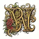 letter E y J joined gothic. tattoo design idea