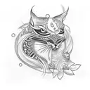 A traditional style tattoo of an intricate eye design incorporating elements of various animals, symbolizing the client's passion for both traditional tattoos and animals. tattoo design idea