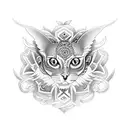 A traditional tattoo design of an eye with intricate patterns inspired by various animals, representing the client's passion for traditional tattoo art and animals. tattoo design idea