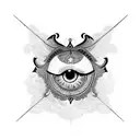 A traditional tattoo design of an eye with intricate patterns inspired by various animals, representing the client's passion for traditional tattoo art and animals. tattoo design idea