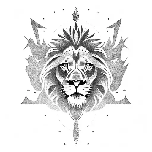 lion volcano eagle tattoo design idea