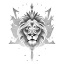 lion volcano eagle tattoo design idea