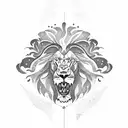 lion volcano eagle tattoo design idea