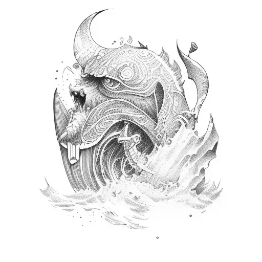 surfing ritual tattoo design idea