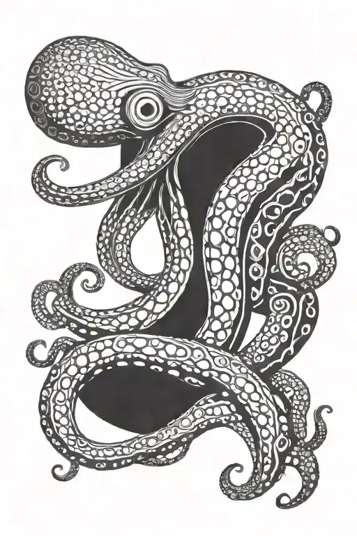 thin line octopus wrapping its tentacles tattoo design idea