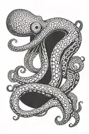 thin line octopus wrapping its tentacles tattoo design idea