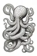 thin line octopus wrapping its tentacles tattoo design idea
