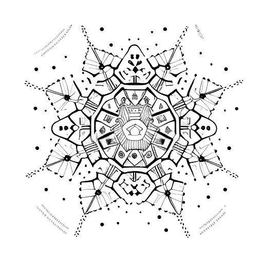 Army bomb BTS with little stars and snowflakes tattoo design idea