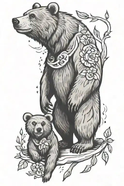 bear mom and son matching tattoos tattoo design idea