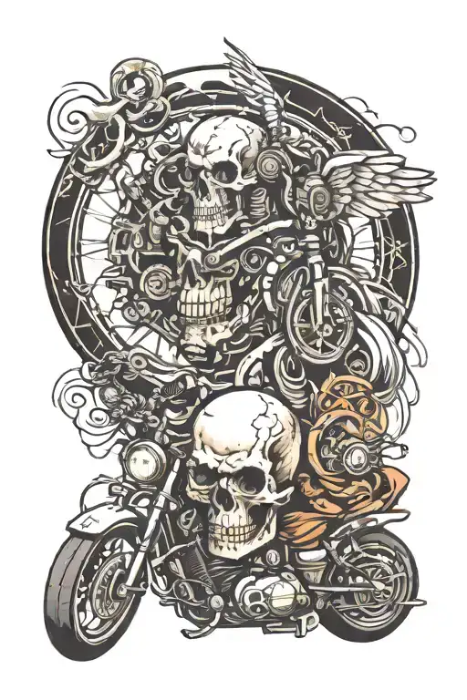 I want a half leg sleeve wrap. I was a motorcycle accident I had a Yamaha xsr900. I want the bike with a skull on it tha tattoo design idea