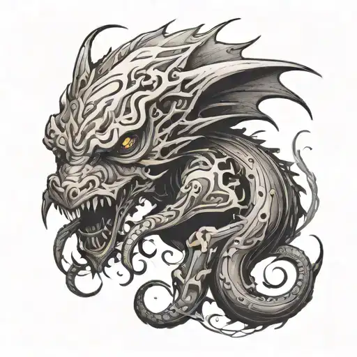 Design a tattoo of a mysterious creature with no defined features, embodying the concept of the nameless monster tattoo design idea