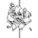 i want a a larkspur,Daffodil, and carnation flower tattoo tattoo design idea