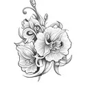i want a a larkspur,Daffodil, and carnation flower tattoo tattoo design idea