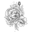 bouquet larkspur,Daffodil, and carnation flower tattoo tattoo design idea