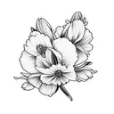 bouquet larkspur,Daffodil, and carnation flower tattoo tattoo design idea