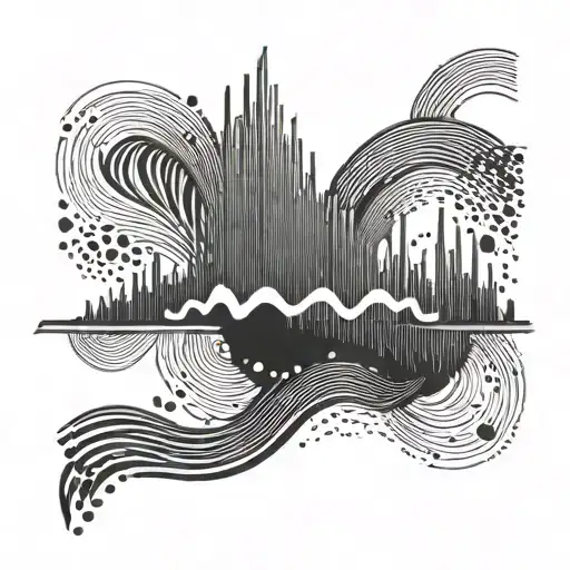 A tattoo of a swirling soundwave pattern that incorporates the Fluit E scale frequency of 164.81 Hz, creating a unique and personalized design tattoo design idea