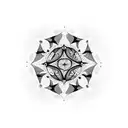 A psychedelic mandala incorporating the shapes of your four cats tattoo design idea