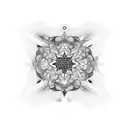 A psychedelic mandala incorporating the shapes of your four cats tattoo design idea