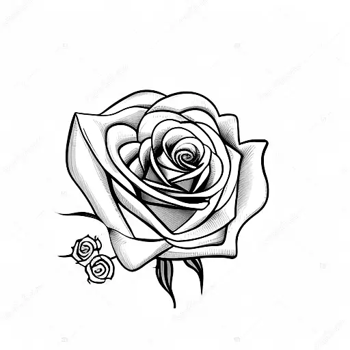 rose from the side, with a stem ending in an arrow head, size 10cm x 3cm tattoo design idea