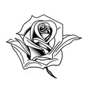 rose from the side, with a stem ending in an arrow head, size 10cm x 3cm tattoo design idea