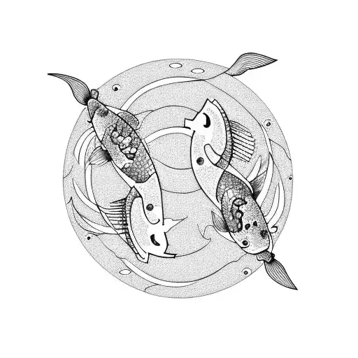 2 koi fish chasing each other in a circle tattoo design idea
