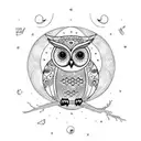 owl with eclipse moon and lots of math tattoo design idea