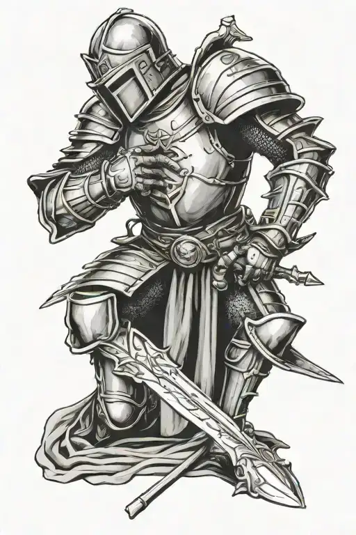 knight kneeling tattoo design idea