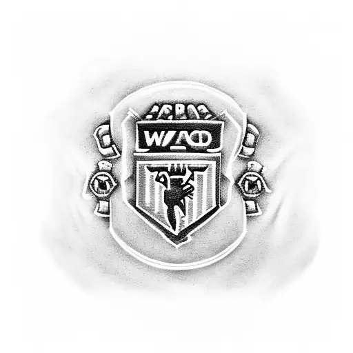 Incorporating the logos of Man United and Barrow Wanderers in a unique tattoo composition tattoo design idea