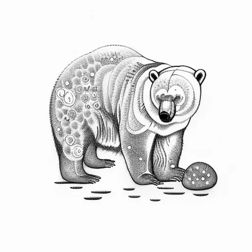 dead polar bear growing mushrooms tattoo design idea