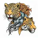 lion and jaguar face tattoo design idea