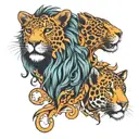 lion and jaguar face tattoo design idea