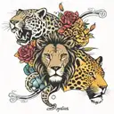 lion and jaguar face tattoo design idea