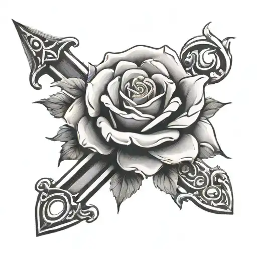sword rose feet prints newborn son born tattoo design idea