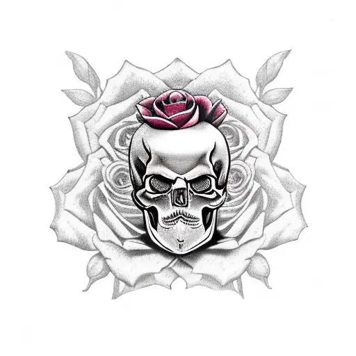 Muerte, Skull, Roses, Clock, Forehand, Glowing Eyes,  tattoo design idea