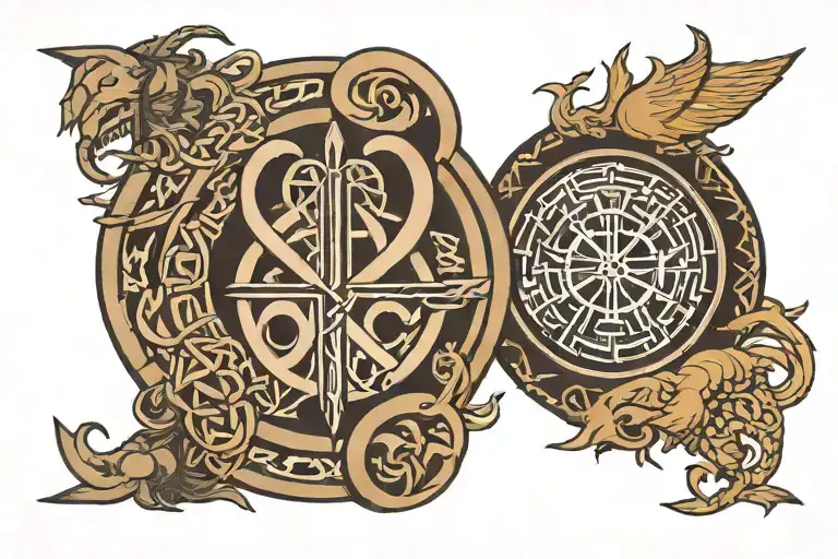 Owen and Colton along to top. and Viking runes underneath tattoo design idea