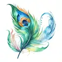 Colourful peacock feather quill tattoo design idea