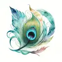 Colourful peacock feather quill tattoo design idea
