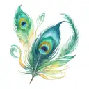 Colourful peacock feather quill tattoo design idea