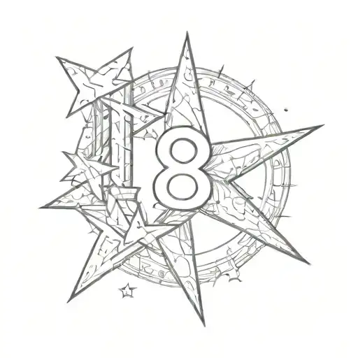 number 8 with star behind   tattoo design idea