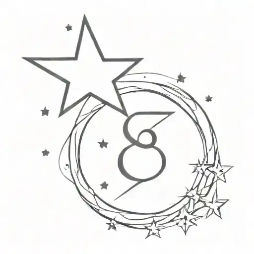 number 8 with star behind   tattoo design idea