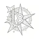 number 8 with star behind   tattoo design idea