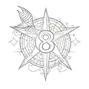 number 8 with star behind   tattoo design idea